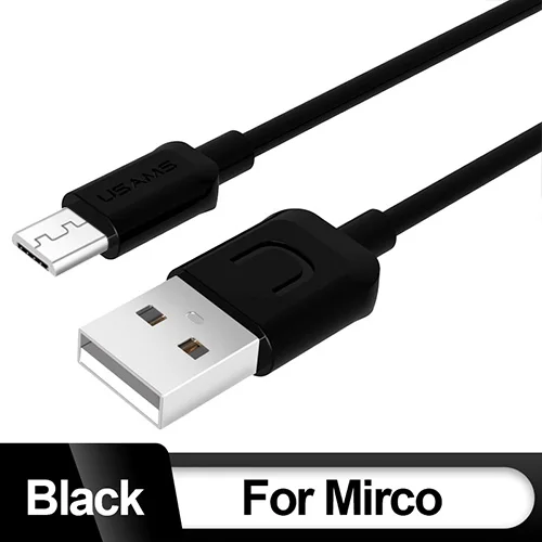 USMAS Micro USB кабель 2A Быстрая зарядка данных Android Мобильный кабель для Xiaomi Redmi Note huawei Microusb зарядное устройство Micro USB шнур - Цвет: Black