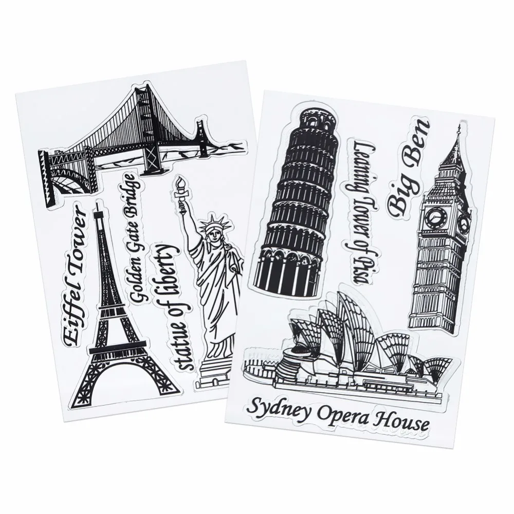 

1Pc Scrapbook DIY Photo Cards Account Rubber Stamp Clear Stamp Transparent Stamp Eiffel Tower & Sydney Opera House #226053