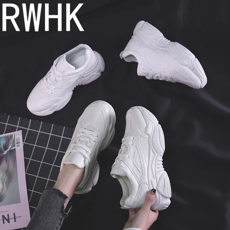 

RWHK Casual female 2019 spring new Korean version of the wild rubber bottom muffin bottom platform sports shoes B040
