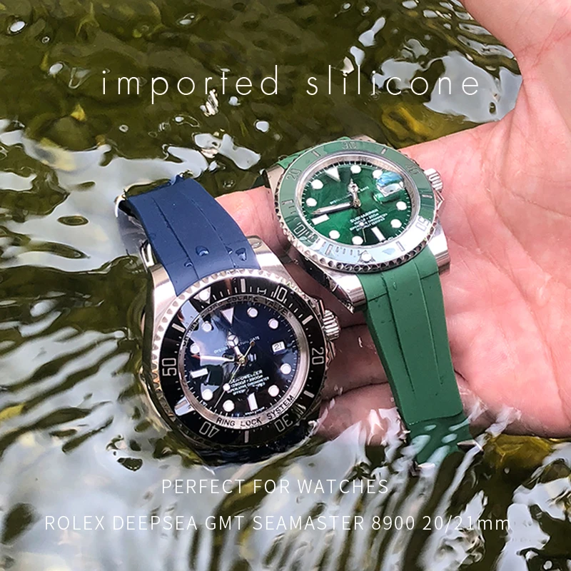 20mm 21mm Rubber Silicone Watchband Combination Buckle Watch Strap Fit for Role Daytona Submariner DEEPSEA GMT OYSTERFLEX Watch