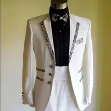 Новые белые мужские костюмы полный дизайнер смокинг жениха/Жених Свадебное платье Костюм певца костюм на заказ большого размера