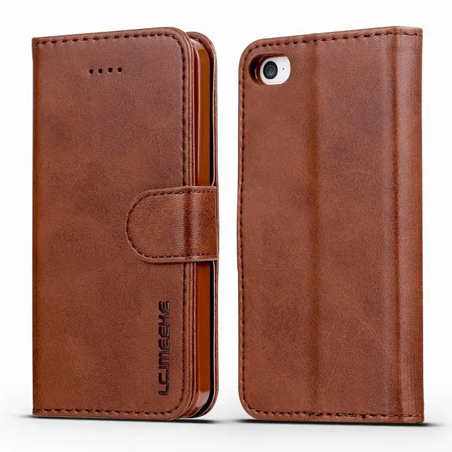 Cheap Leather Case For iphone SE Wallet Case Men Luxury Flip Phone Bags For iphone 5 5s SE Cases Cover Leather Card Slots Stand Shell