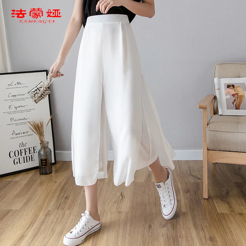 

2019 Summer New Arrival Women Fashion Korea Style Slim Fit Chiffon High Waist Ulzzang Chic Trousers Female Wide Leg Heavy Pants
