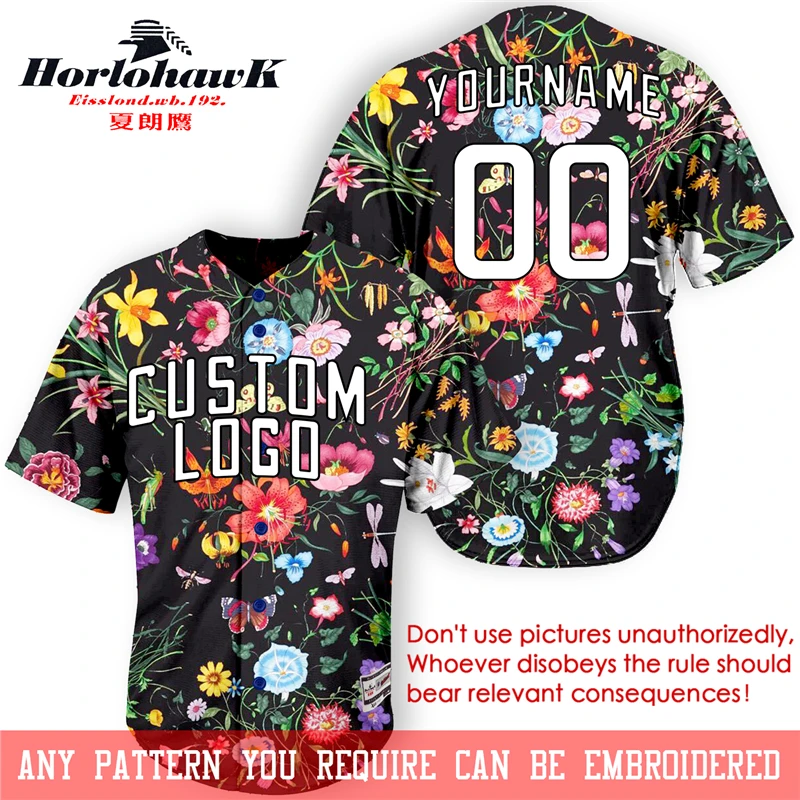 

Horlohawk 2017 New Baseball Jersey Custom Embroidery Name Number Logo US Size Men's High Quality Print Flowers Sports Jersey