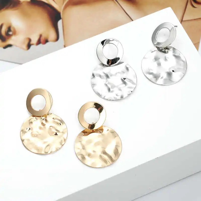 

Golden Silver Color Punk Design Geometric Earrings For Women Fashion Earrings European and America design Jewelry Wholesale