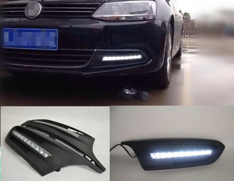 White LED car styling Daytime Running lights DRL Fog lamp covers for Volkswagen VW Jetta Sagitar 9 low configuration2012-2014 | Автомобили