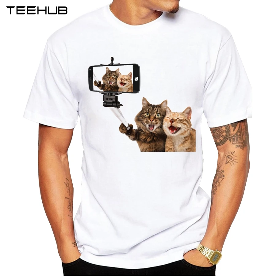 

2019 Laughing Cats Men T-shirt 3D Funny Cat Printed T Shirts Hipster Short Sleeve Casual Animal Tops