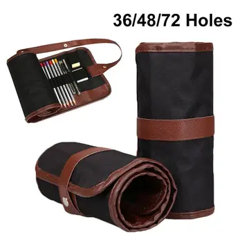 

Yfashion 36/48/72 Holes Makeup Brush Bag Canvas Wrap Roll Up Pencil Bag Pen Makeup Brush Pouch Storage Case Holder Pouch
