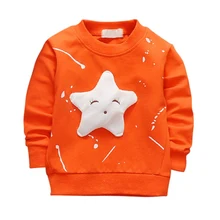 Summer Autumn Children s Long Sleeve Cotton Clothing T shirt Star Pattern Printed Casual Style Pullover