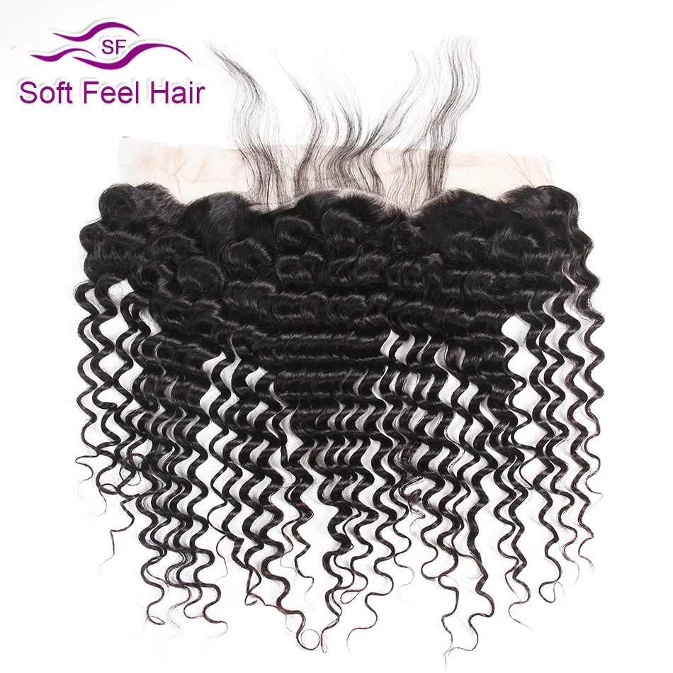Soft Feel Hair Peruvian Deep Wave Frontal 13x4 Ear To Ear Lace Frontal Closure With Baby Hair Remy Human Hair Frontal 8-22 Inch