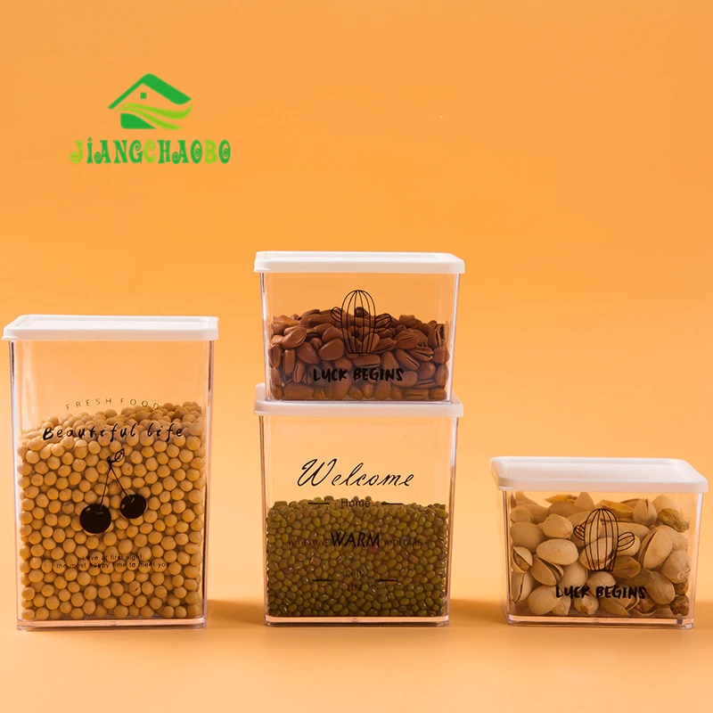 JiangChaoBo прозрачный многозерновой ящик для хранения кухонные Герметичные банки пластиковая емкость для хранения пищи банок коробка для хранения еды для перекуса