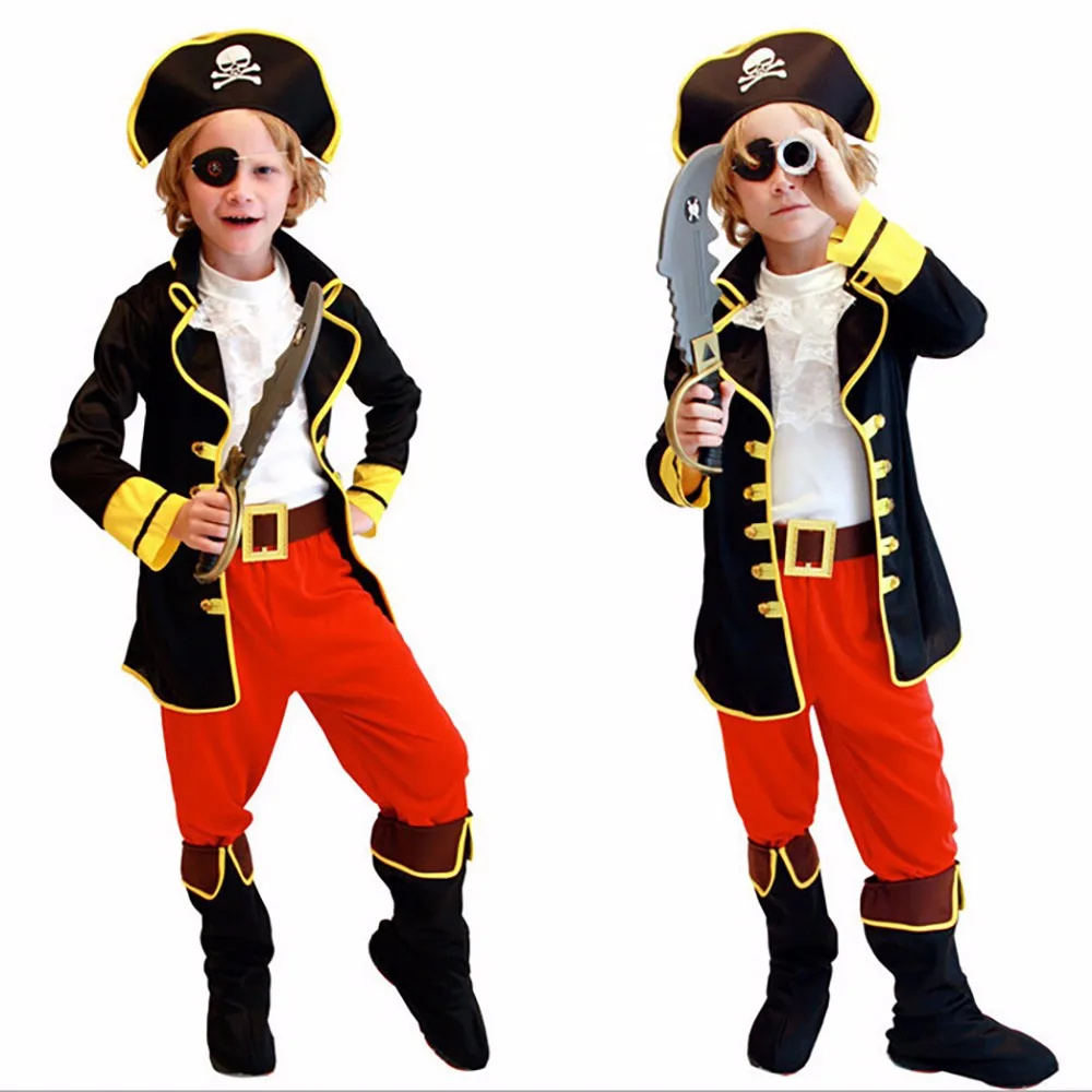 Jack Sparrow Kids Boys Pirate Costumes Halloween Cosplay Costumes For