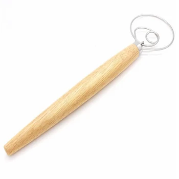 

33x8x2.5cm Stainless Steel+Rubber WoodenFor Pastry Pizza Mixer Hook Dutch Style Bread Dough Whisk Kitchen Accessories