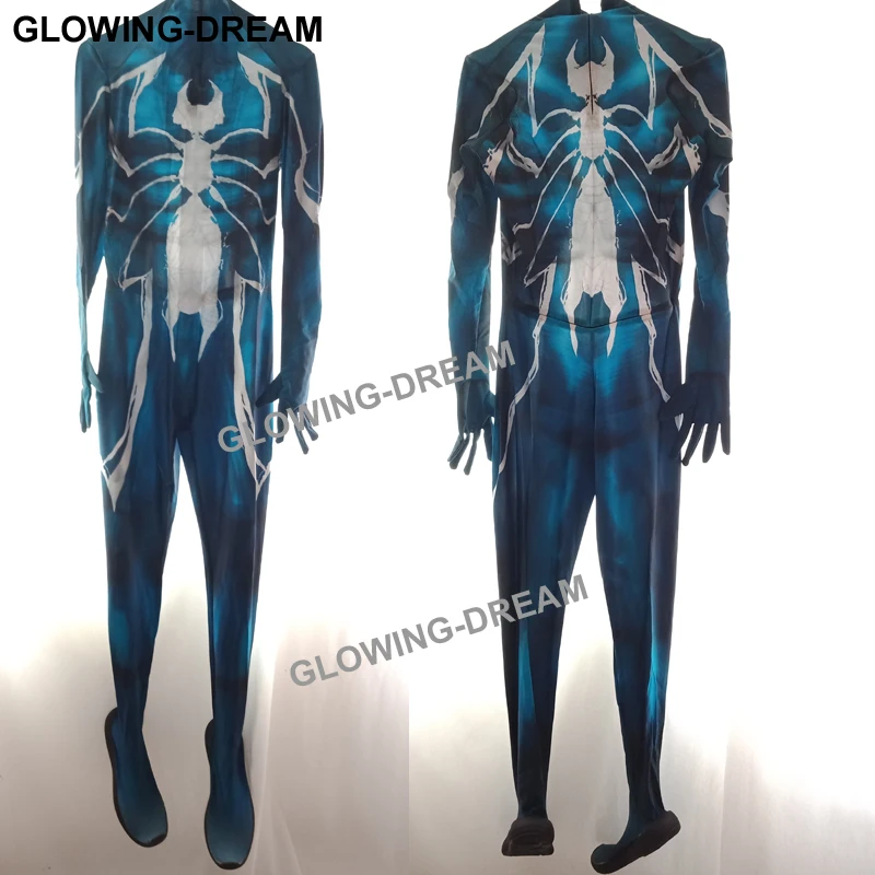 Высокое качество для 170 см мышечный оттенок костюм Venom синий яд косплэй костюм с обувь
