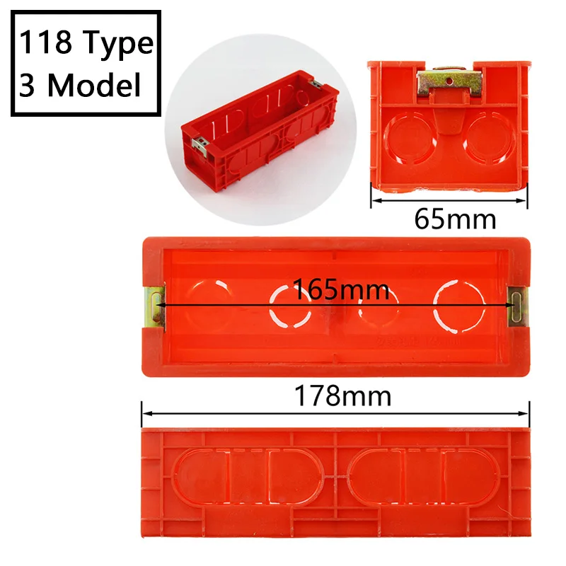 118 Тип США AU Стандартный внутреннего монтажа коробку обратно Кассета для 118 мм* 65 мм Стандартный настенный выключатель - Цвет: 118 Type 3 Model