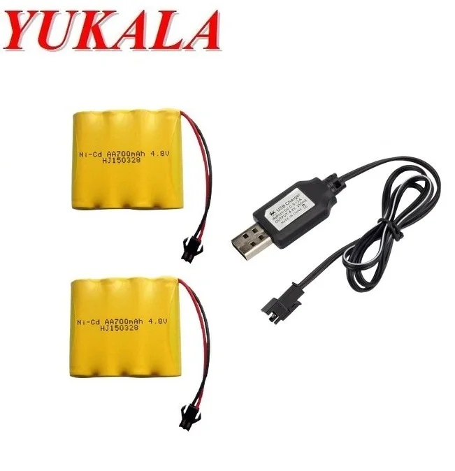 YUKALA RC car RC boat RC tank 4.8V 700mAh N-CD AA Battery *2+usb charger *1