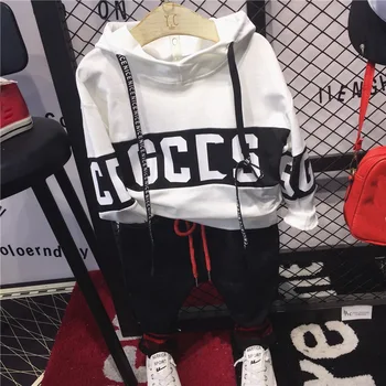 

Autumn winter kids fashion 2018 casual children clothing clothes boys Hooded +Jeans 2piece tracksuit set boy clothing 2-6year
