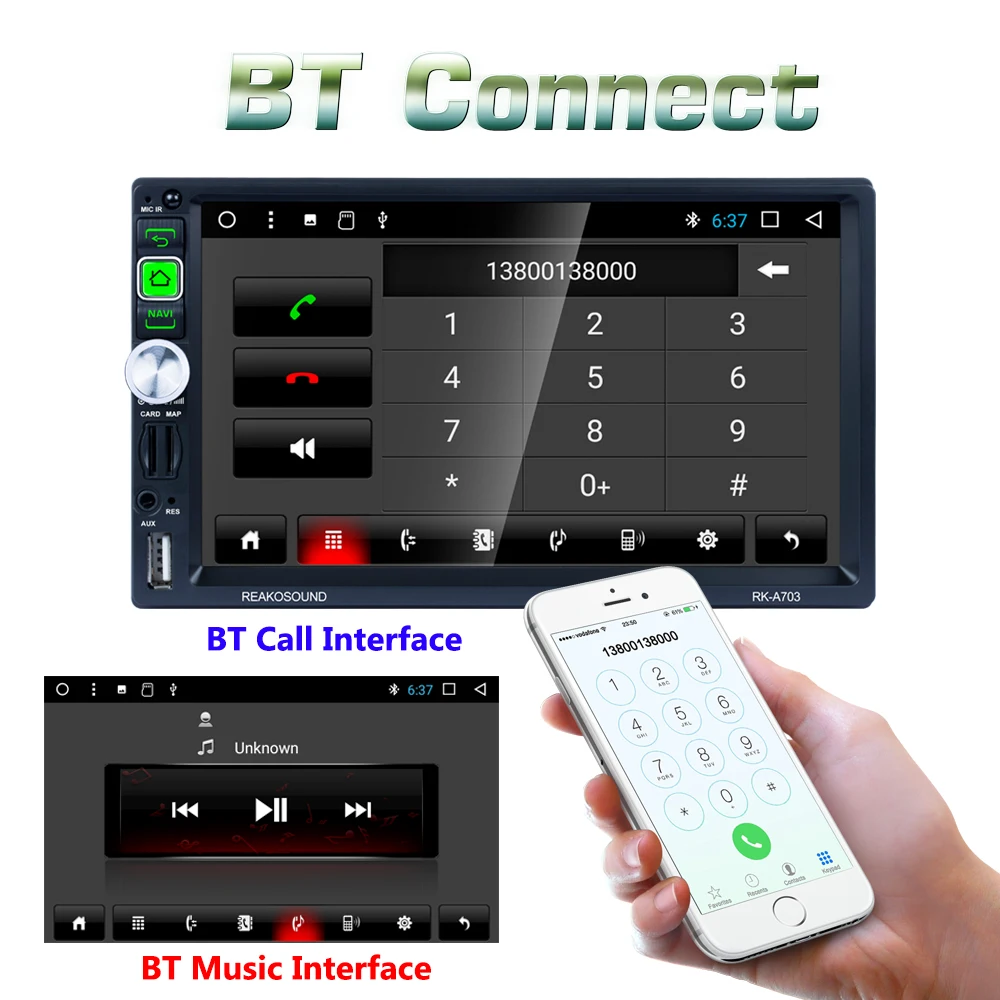 Best 7" 2din Andriod Car MP5 player GPS Navigation Bluetooth AM FM RDS Receiver 1080P autoradio AUX phonelink Car charger with Camera 9
