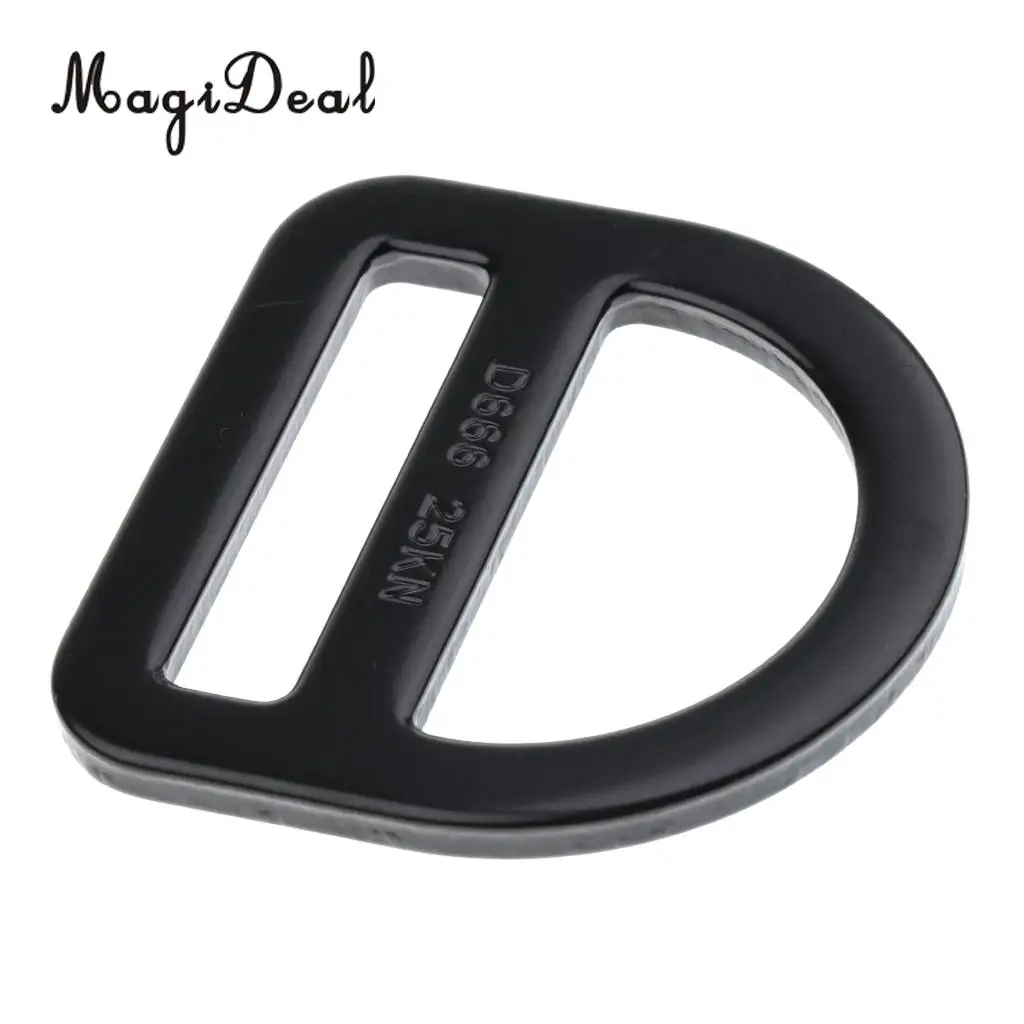 MagiDeal Outdoor Slotted D Ring Belt Strap Buckle Hook for 45mm Strap Outdoor Climbing Mountaineering Arborist