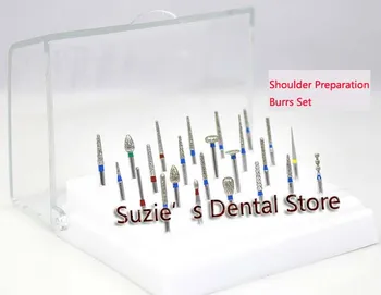 

High Speed Burs 24Pcs Dental Diamond Burs Drill Shoulder Preparation Set + plastic holder