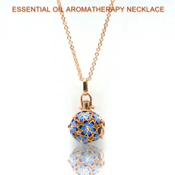 

High Quality Aromatherapy Necklace Essential Oil Diffuser Pendant Necklace Mysterious Blue Locket Fashion Lave Stone Necklaces