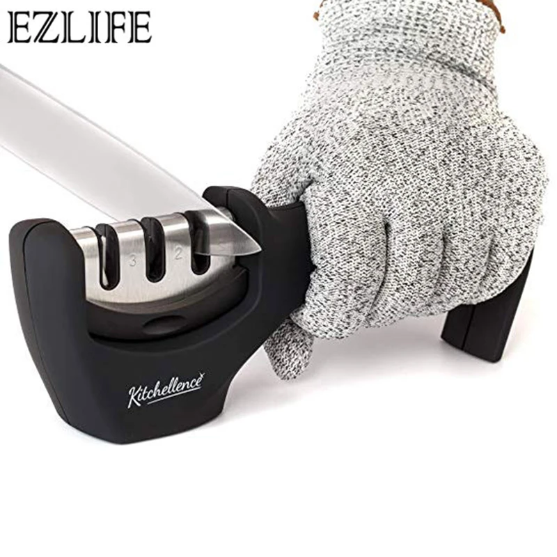 

EZLIFE Knife Sharpener 3 Stages Professional Knife Sharpener Sharpening Stone Tungsten Steel and Ceramic Kitchen Accessories