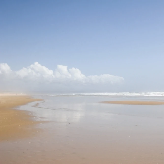 Beach On Costa Da Caparica Poster Print (19 x 12)