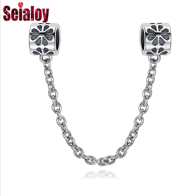 SEIALOY Мода розовое золото черная безопасная цепь для женщин DIY браслет аксессуары Pandora Шарм украшения-браслеты подарки - Цвет: AQL0012