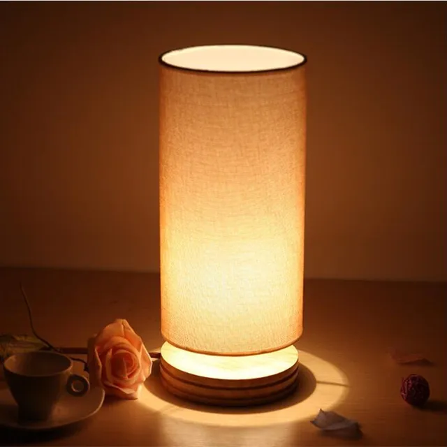 Cylindrical Wooden Small Table Lamp Modern Bedroom Bedside Cylindrical Wooden Small Table Lamp Modern Bedroom Bedside Reading Energy Saving Fashion Creative Solid Wood