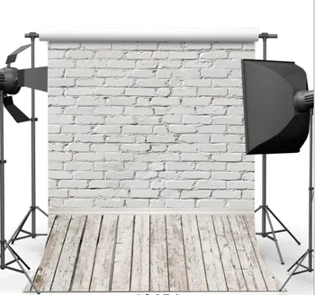 

White Brick Wall Photography Backdrops Wooden Floor Backgrounds for Pet Toy Photo Studio Baby Shower Newborn Children Photophone