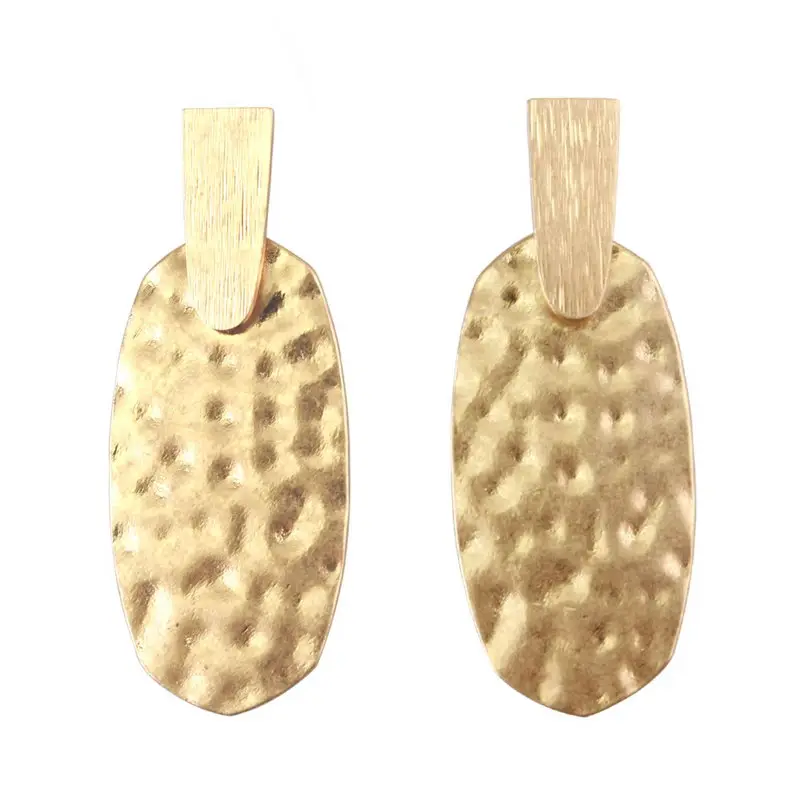 

ZWPON 2019 Brand Designer Hammered Gold Oval Statement Earrings for Women Fashion KS Earrings Without Frame Jewelry Wholesale