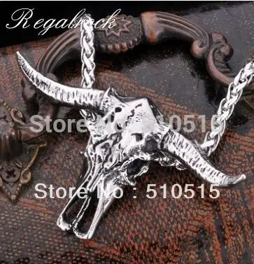 

Regalrock Hot Bison Buffalo La Brea Tar Pits Bull Head Skull Necklace
