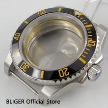 Одежда высшего качества 40 мм BLIGER Фантастический Черный керамика Дата Лупа сапфировое стекло для ETA 2836 двигаться T для мужчин t ч