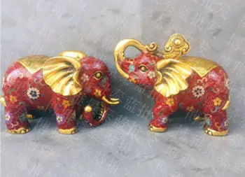 

Chinese pure copper cloisonne Auspicious elephant office home crafts ornaments