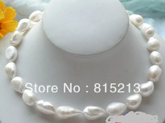 

HOT SELL - HOT367 17" 18MM WHITE BAROQUE FRESHWATER CULTURED PEARL NECKLACE -Top quality free shipping