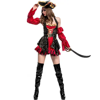 

Takerlama Adult Female Cruel Seas Captain Buccaneer Pirate Cosplay Costume Women's Sexy Halloween Fancy Dress