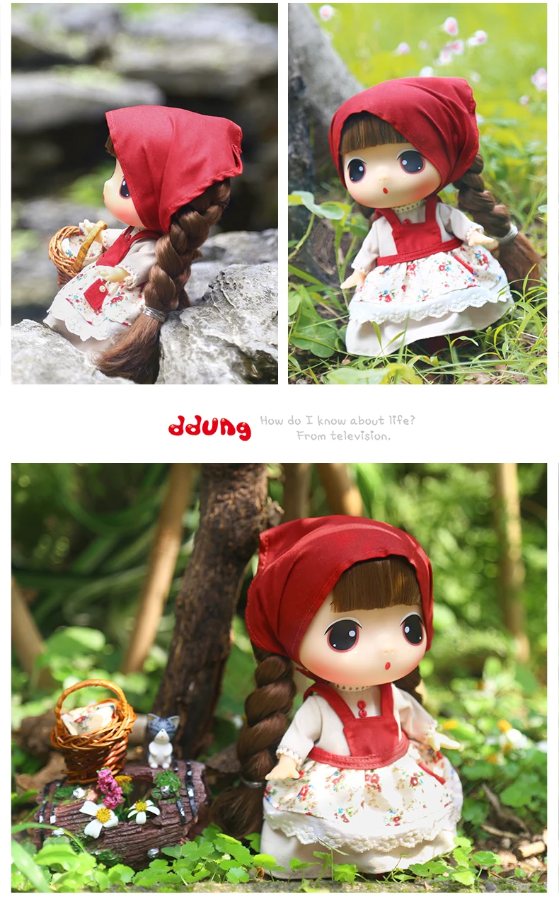 Кукла Ddung Красная Шапочка для верховой езды пасторальный стиль красная шляпа 18 см подлинное корейское одевание кукол BJD подарок для девочек коллекция