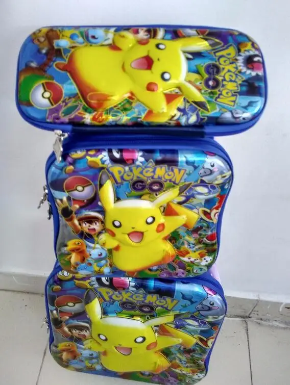 New 16 inch Pokemon trolley luggage travel suitcase sets (lunch box