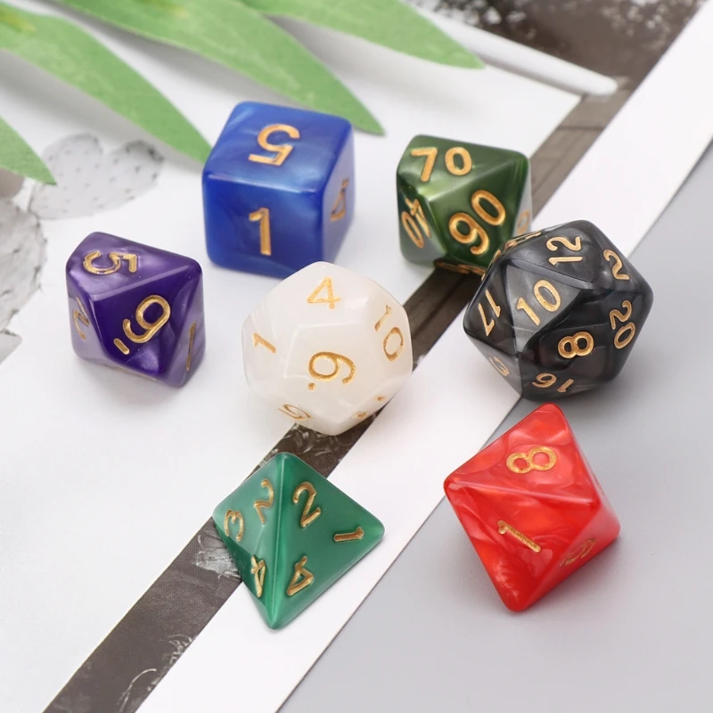 7 шт./компл. многогранные бусины для TRPG настольной игры Подземелья и