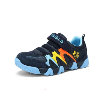 

New genuine leather children shoes wearable breathable boys sneakers girls stripes sports shoes size 22 to size 39