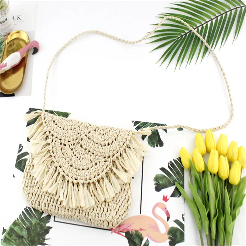 2019 الصيف جديد إمرأة الشرابة القش الروطان الخوص نسج حقيبة يد حمل عطلة الشاطئ Crossbody حقيبة 2019 الصيف جديد إمرأة الشرابة القش الروطان الخوص نسج حقيبة يد حمل عطلة الشاطئ Crossbody حقيبة