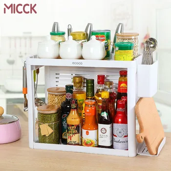 

MICCK Large Capacity Kitchen Rack 2 Layer Oversized Load-bearing Bracket Storage PP Material Storage Rack Bathroom Living Room
