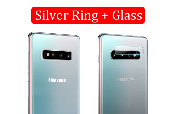 Для samsung Galaxy S10 Plus S10E Защитное стекло для объектива камеры и защитный кольцевой чехол для samsung S10 S10E закаленное стекло - Цвет: Silver Ring Glass