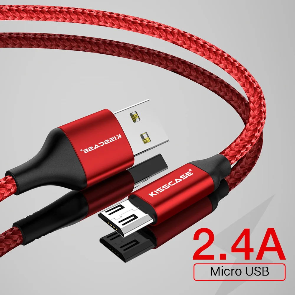 KISSSCASE 2,4 В usb type C кабель для мобильного телефона USB C кабель для быстрой зарядки type C кабель для iPhone микро, для мобильного телефона Кабели - Цвет: Red micro