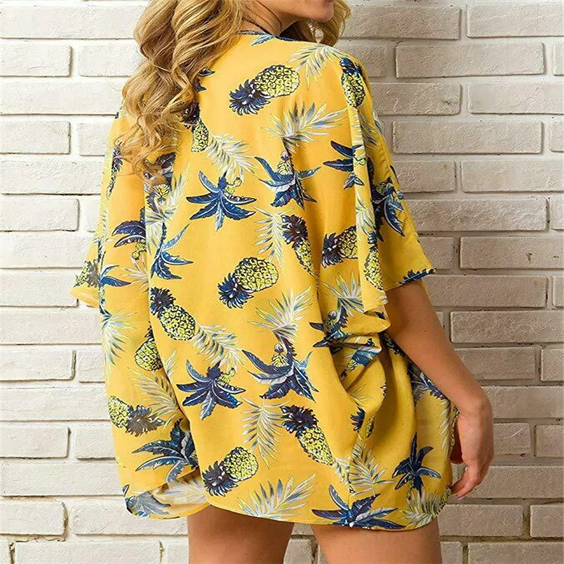 Womens Kimono Blouse Coat Boho Floral Cardigan Bathing Jacket Tops Beach Bikini Cover Up Beach