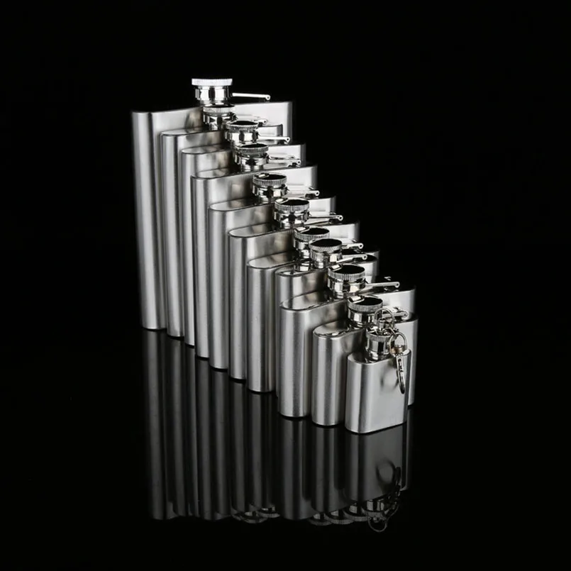 

All sizes StainlessSteel Hip Flask 1/3/4/5/6/7/8/9/10/18oz AlcoholBottle Portable Wine Whisky Vodga Pot Men Gift Retro Drinkware
