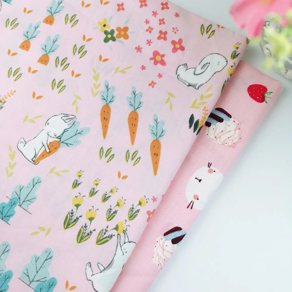 

Pink Rabbit Radish 100% Cotton Fabric for Diy Pacthwork Quilting Telas Crib Sewing Craft Cloth Dress Pillows Cover Tilda Tissue