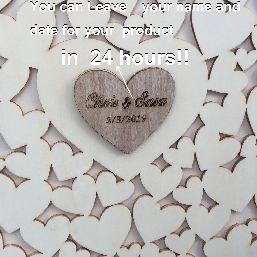 Tanie Drewniany kształt serca zwyczaje spersonalizowane serce księga gości weselnych znak książki wiszące serce ślub księga gości