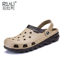 Мужская обувь с кроком; повседневные Сабо без шнуровки; Новинка года; летние открытые водонепроницаемые сандалии; дышащие и легкие шлепанцы; Вьетнамки; большие размеры 38-46