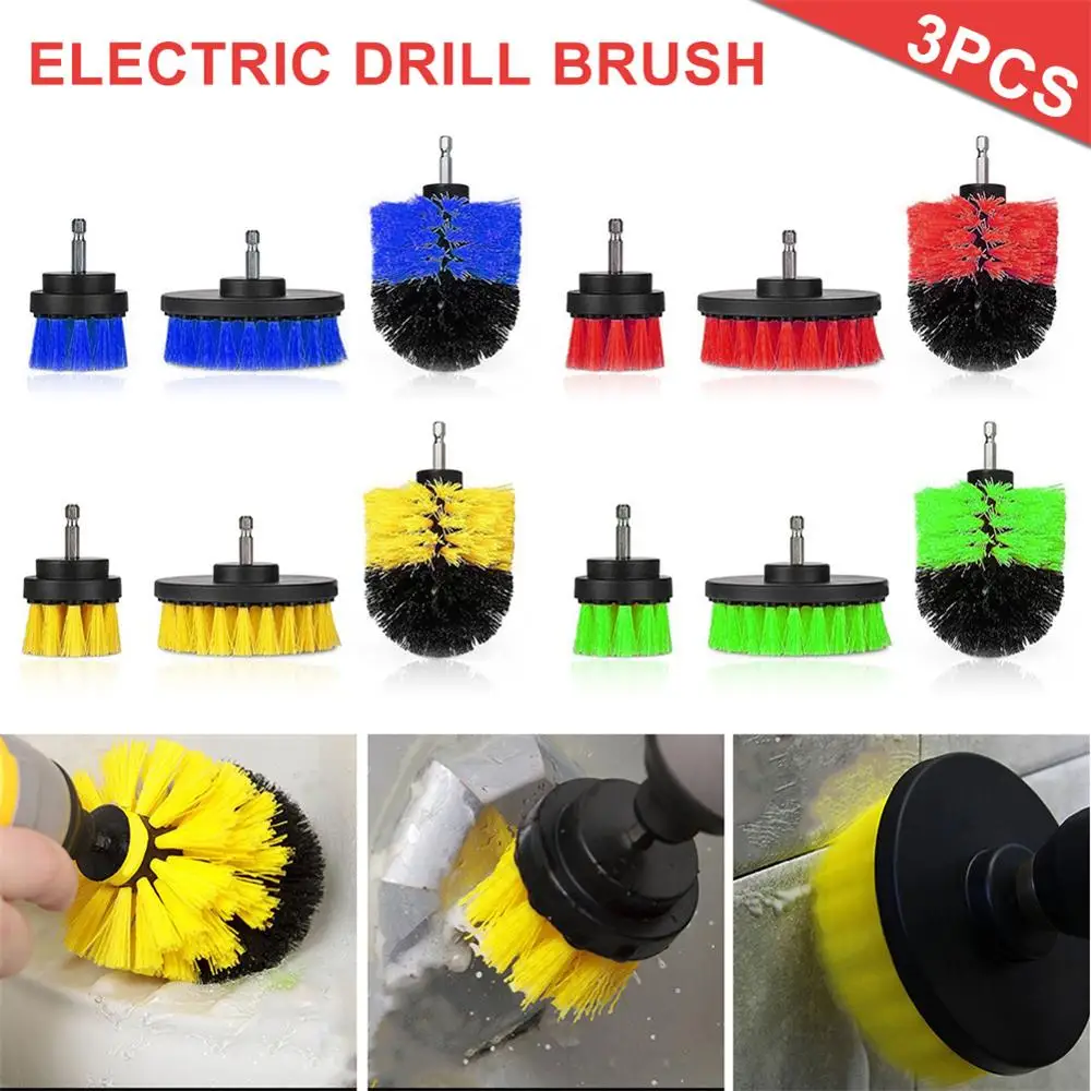 

3 pcs Power Scrubber Brush Clean for Bathroom Surfaces Tub Shower Tile Grout Cordless Power Scrub Drill Household Cleaning Kit